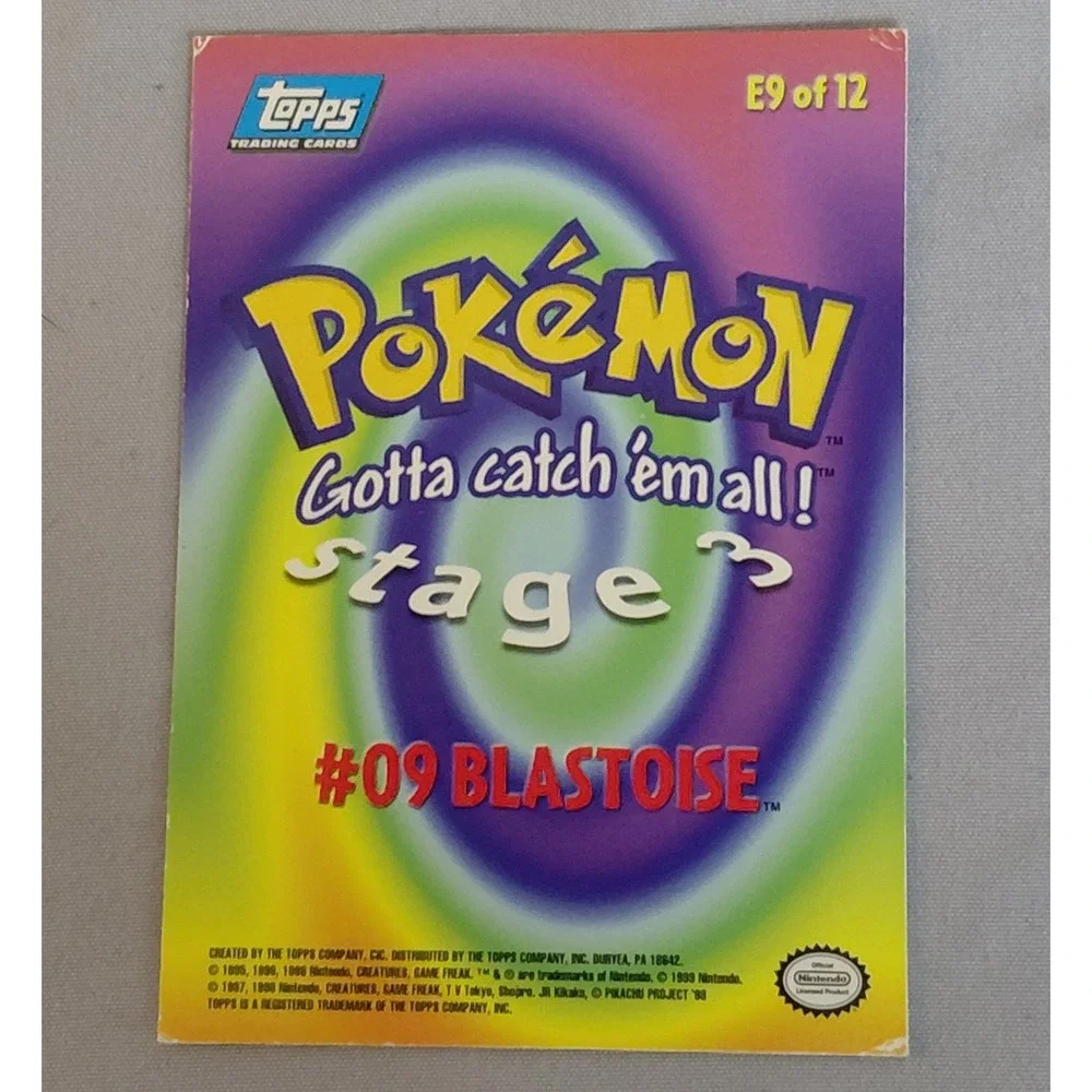 1999 Topps Pokemon Blastoise E9 Rainbow Holo Foil Blue Logo Movie Evolution